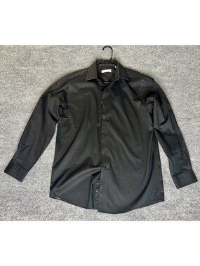Kenneth Cole Shirt Mens 15.5 32/33 Black Long Sleeve Button Up Slim Fit Non Iron